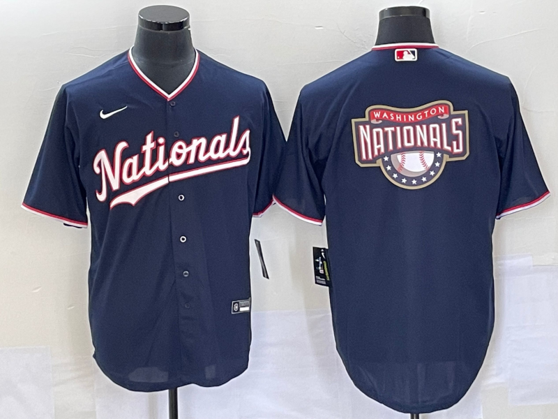 Men's Washington Nationals Navy Alternate Replica Team Jersey baseball jersey product view 1