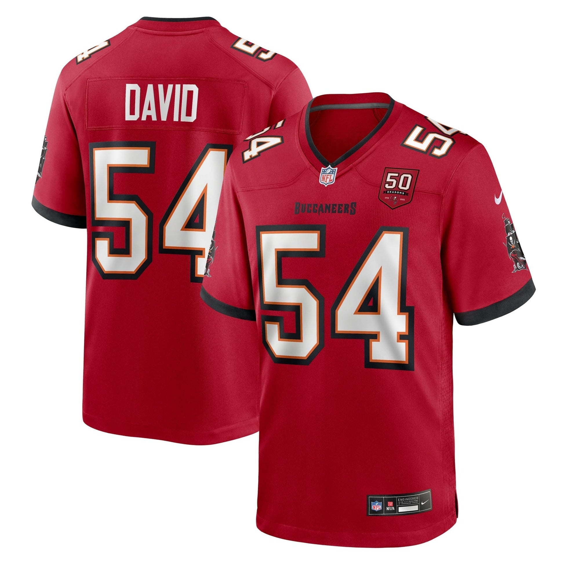 Tampa Bay Buccaneers Lavonte David Red 50th Season Team Game Jersey football jersey product view 1