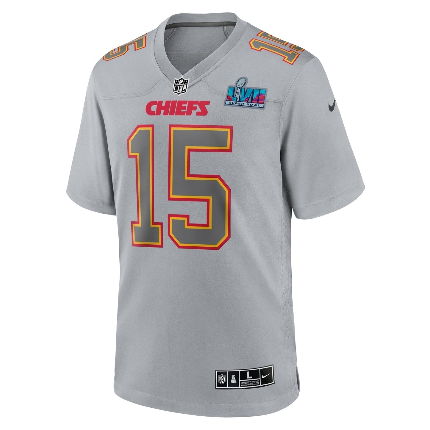 Patrick Mahomes Kansas City Chiefs Super Bowl LVII Patch Atmosphere Fashion Game Jersey - GrayYOUTH) football jersey product view 2