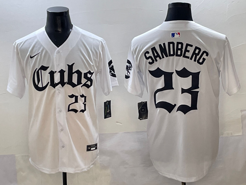 Men's Chicago Cubs Ryne Sandberg #23 White Replica Player Jersey baseball jersey product view 1