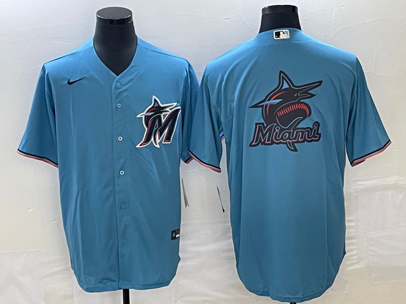 Men's Miami Marlins Blue Alternate Replica Team Jersey baseball jersey product view 1