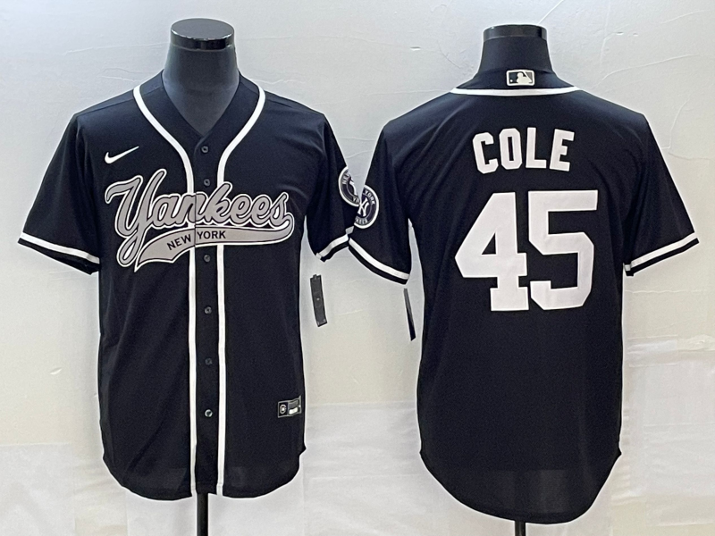 Men's New York Yankees Gerrit Cole #45 Black Player Jersey Joint Edition baseball jersey product view 1