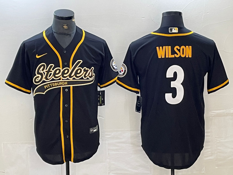 Men's Pittsburgh Steelers Russell Wilson Black Game Jersey Joint Edition football jersey product view 1