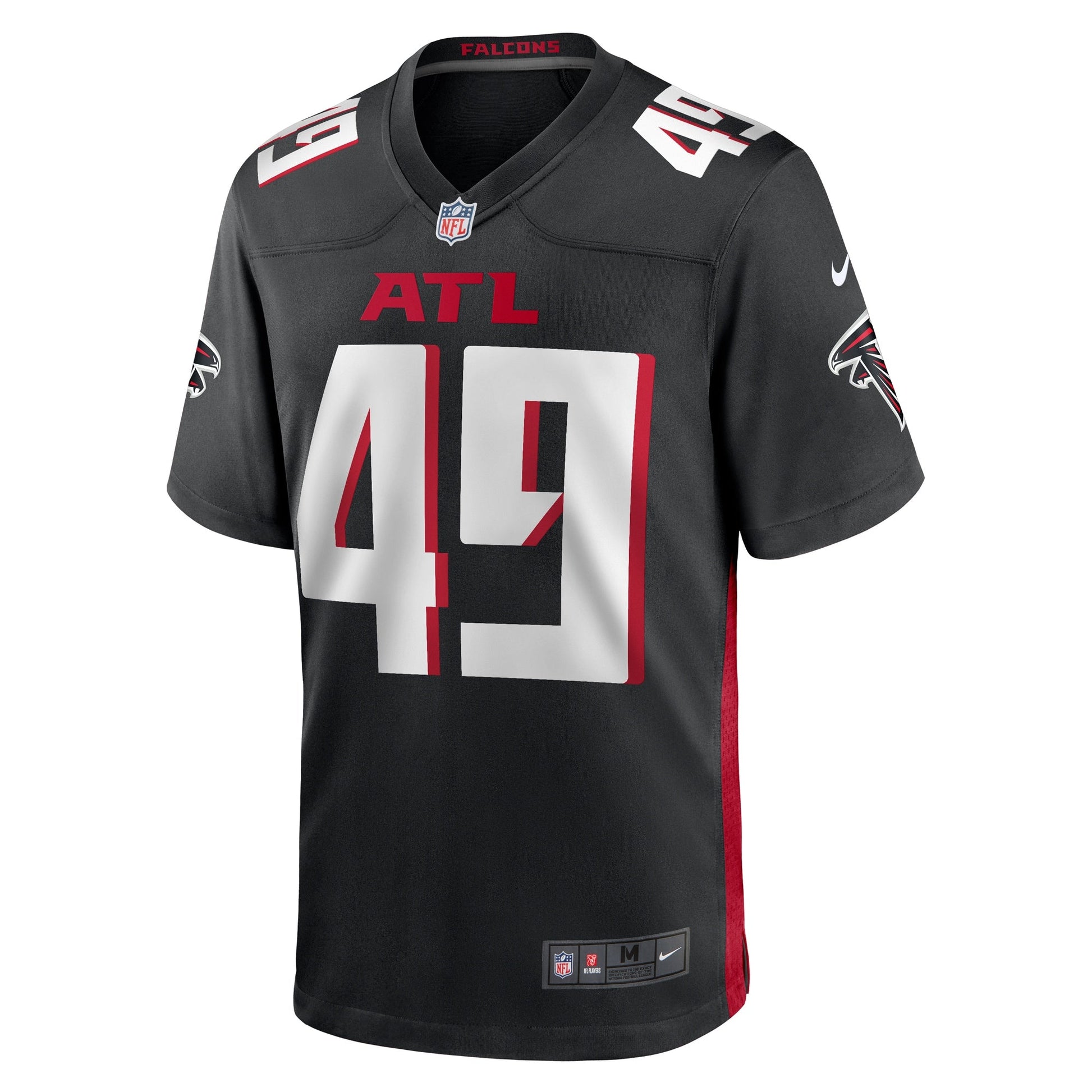 Liam McCullough Atlanta Falcons Team Game Jersey - Black football jersey product view 2