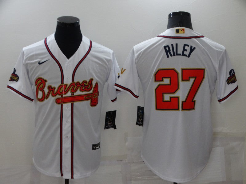 Men's Atlanta Braves Austin Riley White Replica Game Jersey baseball jersey product view 1