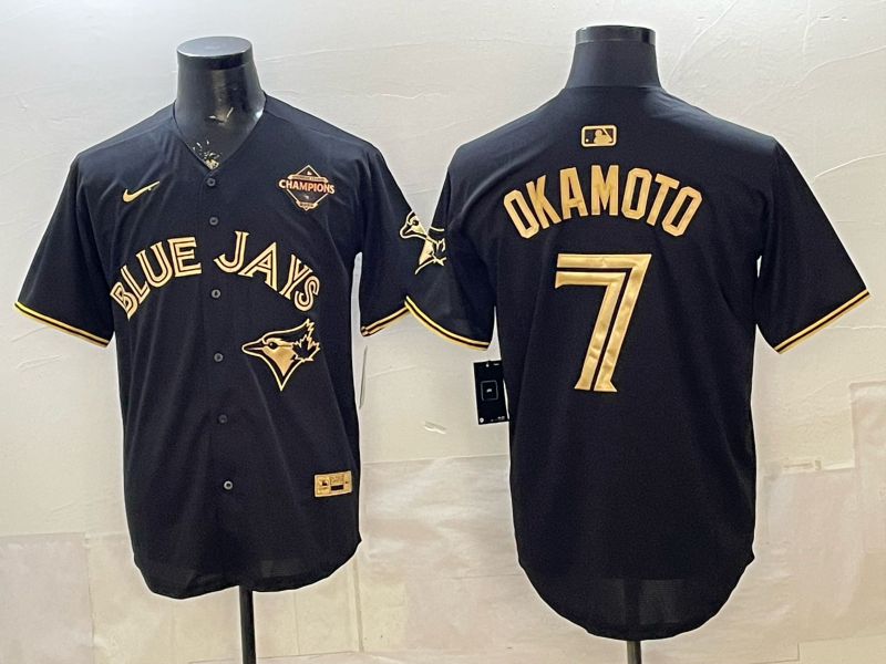 Men's Toronto Blue Jays Kazuma Okamoto #7 Black Limited Player Jersey baseball jersey product view 1