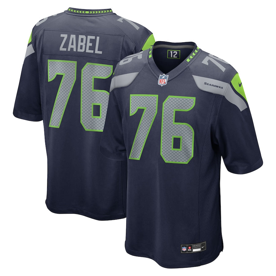 Seattle Seahawks Grey Zabel College Navy 2025 NFL Draft First Round Pick Game Jersey football jersey product view 1