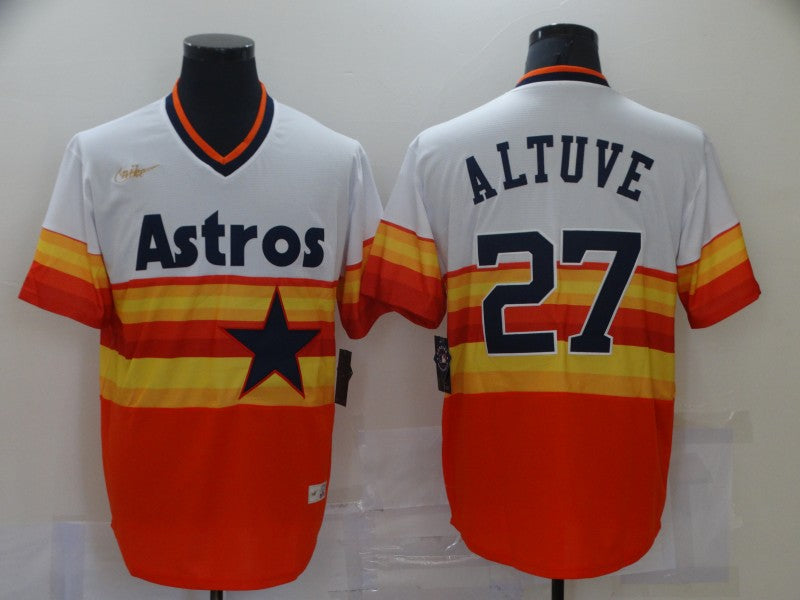 Men's Houston Astros Jose Altuve White/Orange Replica Baseball Jersey baseball jersey product view 1
