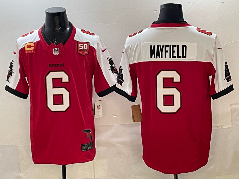 Men's Tampa Bay Buccaneers Baker Mayfield #6 Red Team Game Jersey football jersey product view 1