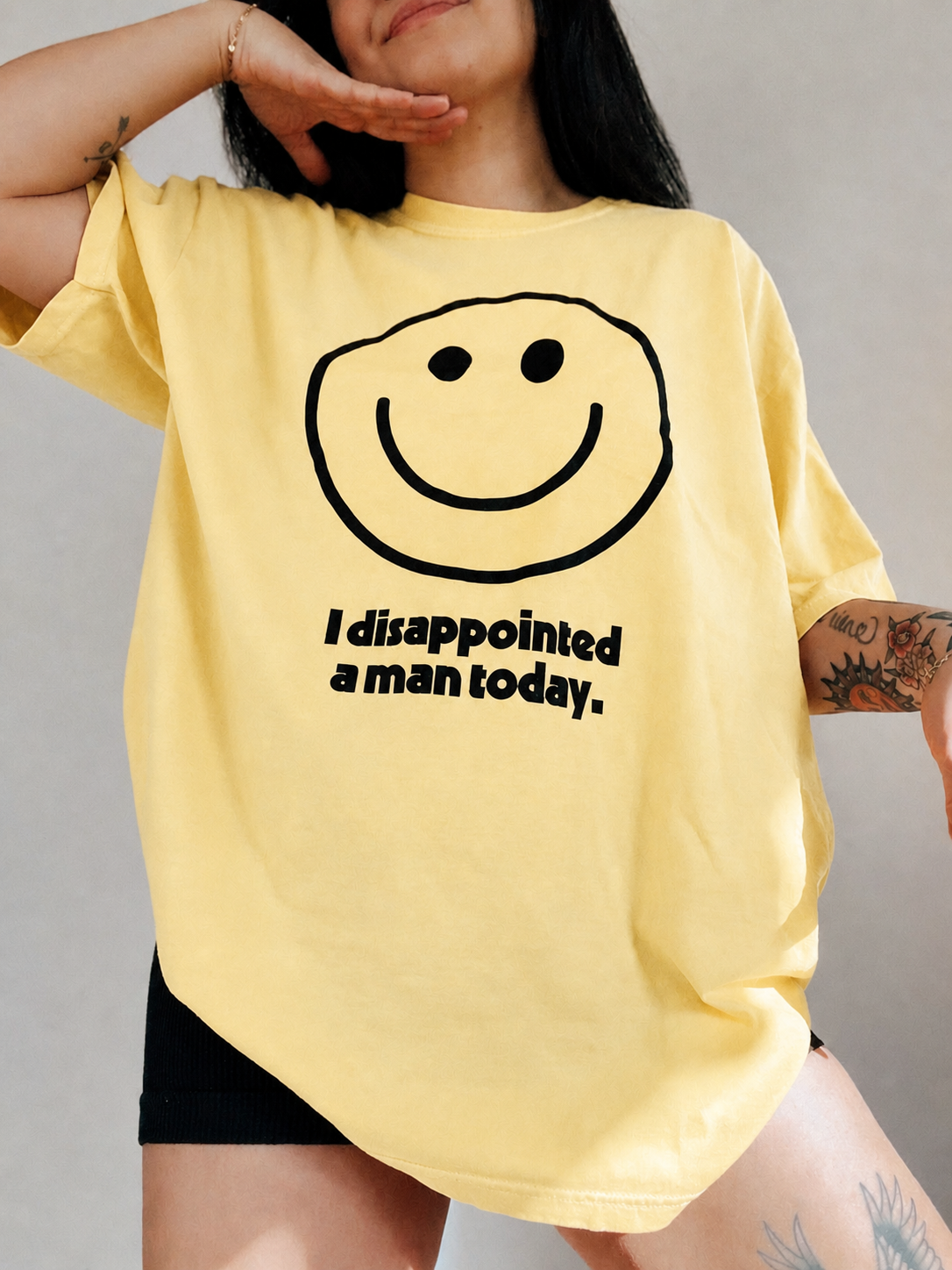 I Disappointed A Man Today Womens Graphic Tee - Yellow Unisex T-shirt, Sweatshirt, Hoodie, Long Sleeve Tee - T-Shirt, Sweatshirt, Hoodie