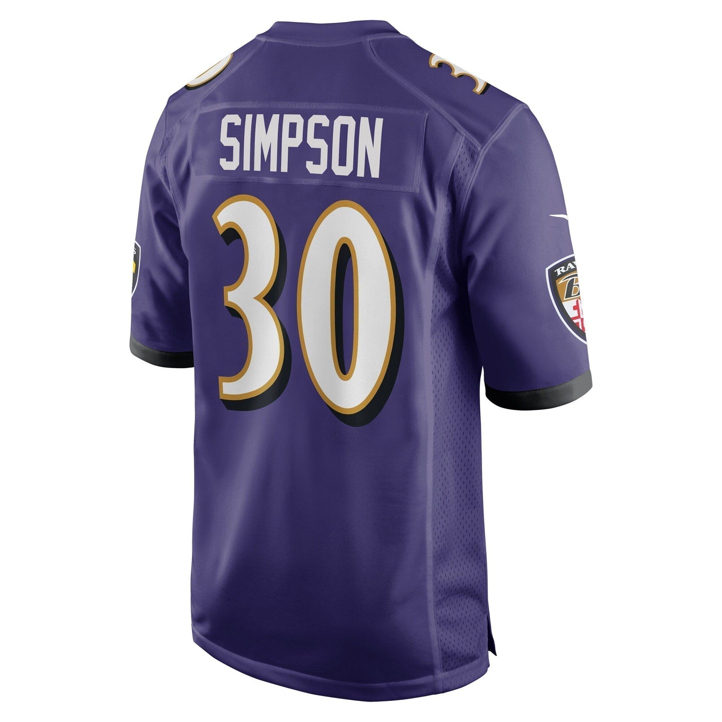 Trenton Simpson Baltimore Ravens Game Jersey - Purple football jersey product view 3