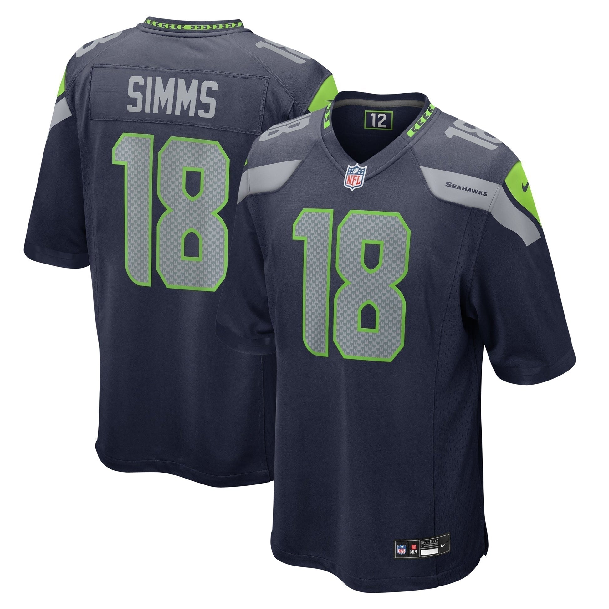 Marcus Simms Seattle Seahawks Game Jersey - College Navy football jersey product view 1