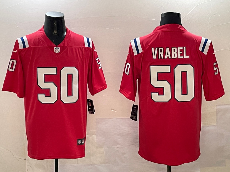 Men's New England Patriots Mike Vrabel Red Retired Player Alternate Game Jersey football jersey product view 1