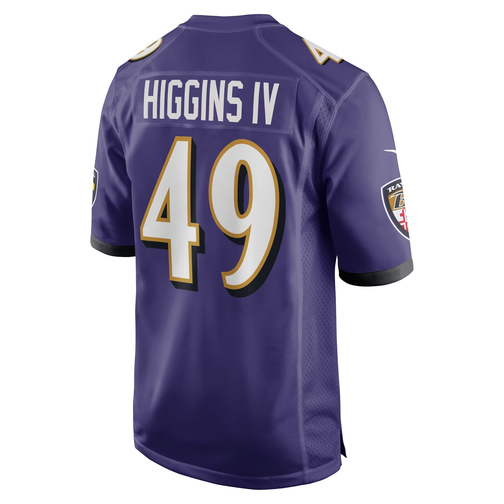 Baltimore Ravens Jay Higgins IV Purple Team Game Jersey football jersey product view 3