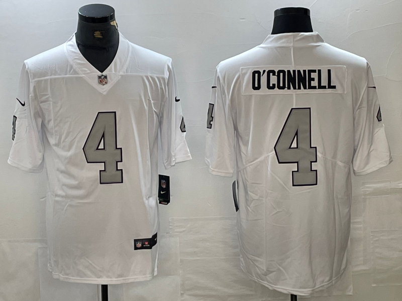 Men's Las Vegas Raiders Aidan O'Connell #4 White Game Player Jersey1 football jersey product view 1
