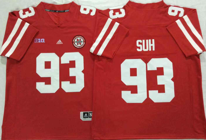 Men's Nebraska Huskers Ndamukong Suhl #93 Scarlet Player Game Jersey sports jersey product view 1