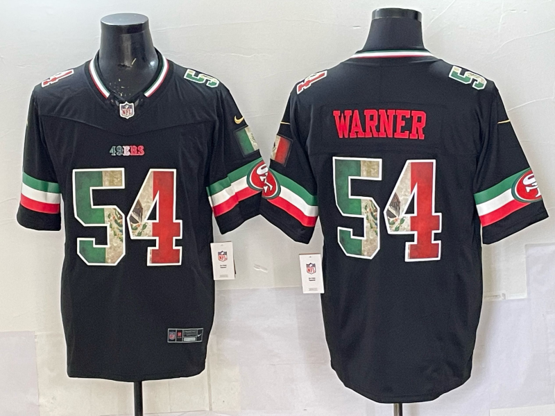 Men's San Francisco 49ers Fred Warner #54 Black Retired Player Jersey football jersey product view 1