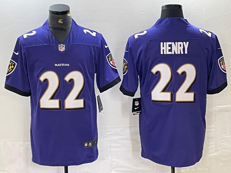 Men's Baltimore Ravens Derrick Henry #22 Purple Game Player Jersey1 football jersey product view 1