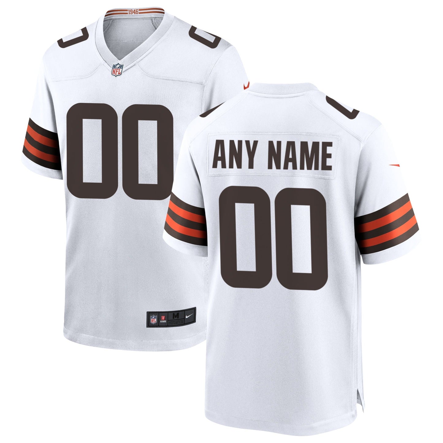 Cleveland Browns Custom Game Jersey - White football jersey product view 1
