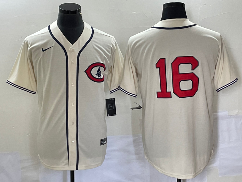 Men's Chicago Cubs Patrick Wisdom #16 Cream Player Name Jersey baseball jersey product view 1