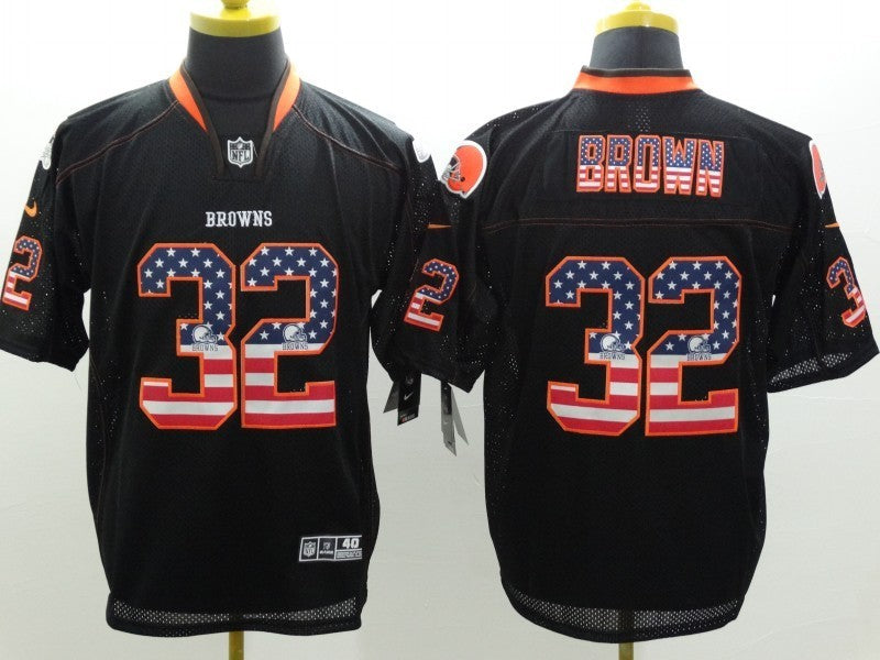 Men's Cleveland Browns Jim Brown #32 Black Game Jersey1 football jersey product view 1