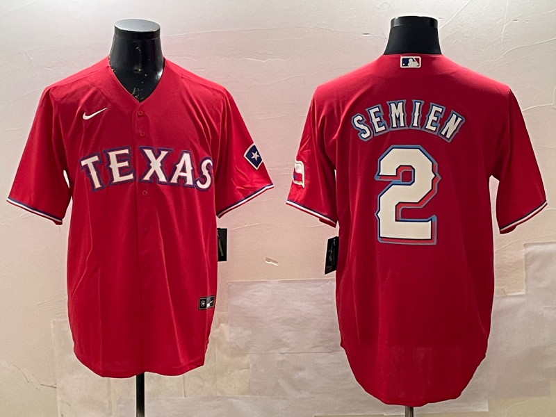 Men's Texas Rangers Marcus Semien #2 Red Replica Player Jersey1 baseball jersey product view 1