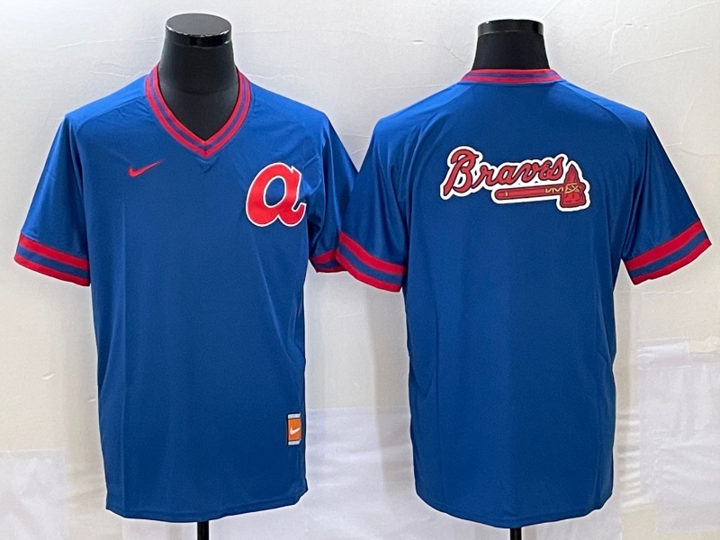 Men's Atlanta Braves Blue Cooperstown Collection Team Jersey1 baseball jersey product view 1