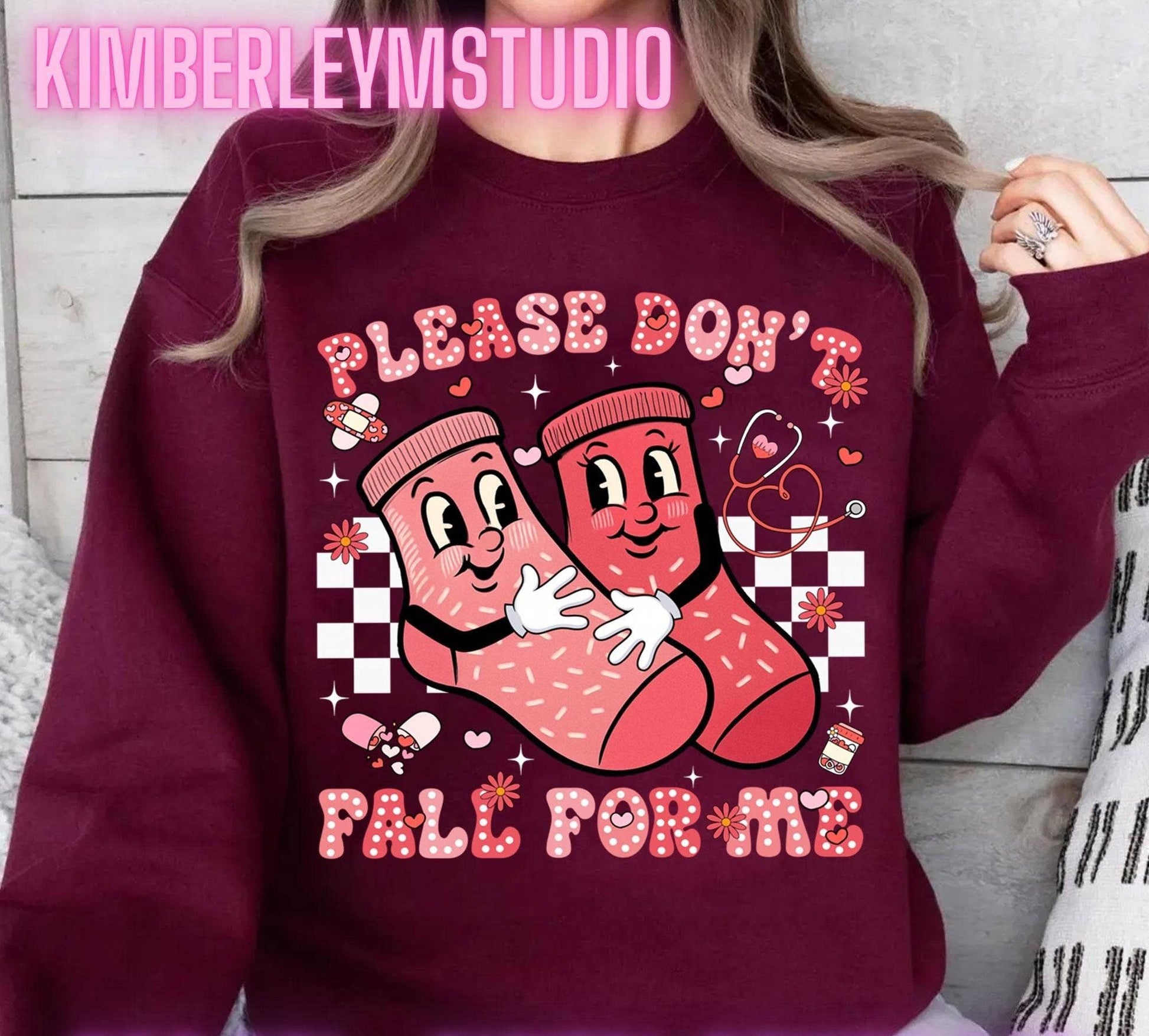 Nurse Valentine Don't Fall For Me Shirt Unisex T-shirt, Sweatshirt, Hoodie, Long Sleeve Tee - T-Shirt, Sweatshirt, Hoodie