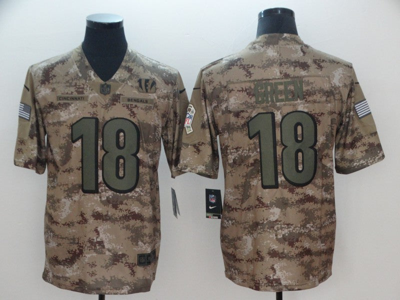 Men's Cincinnati Bengals A.J. Green #18 Camouflage Game Jersey1 football jersey product view 1