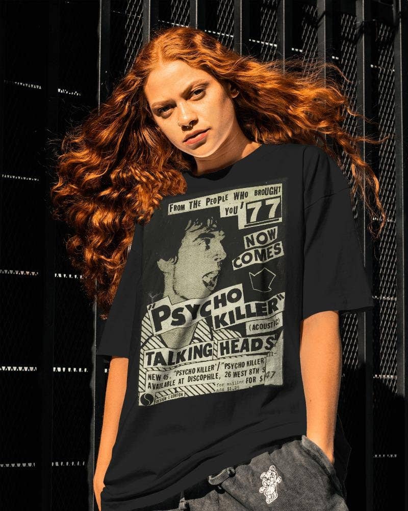 Talking Heads Psycho Killer Graphic Tee - Vintage Rock Shirt Unisex T-shirt, Sweatshirt, Hoodie, Long Sleeve Tee - T-Shirt, Sweatshirt, Hoodie