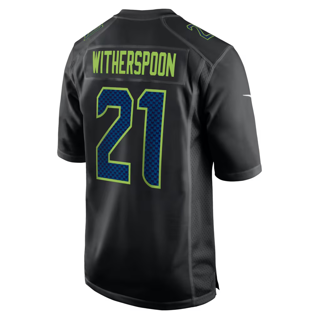 Men's Seattle Seahawks Devon Witherspoon Black Super Bowl LX Patch Carbon Fashion Game Jersey football jersey product view 3