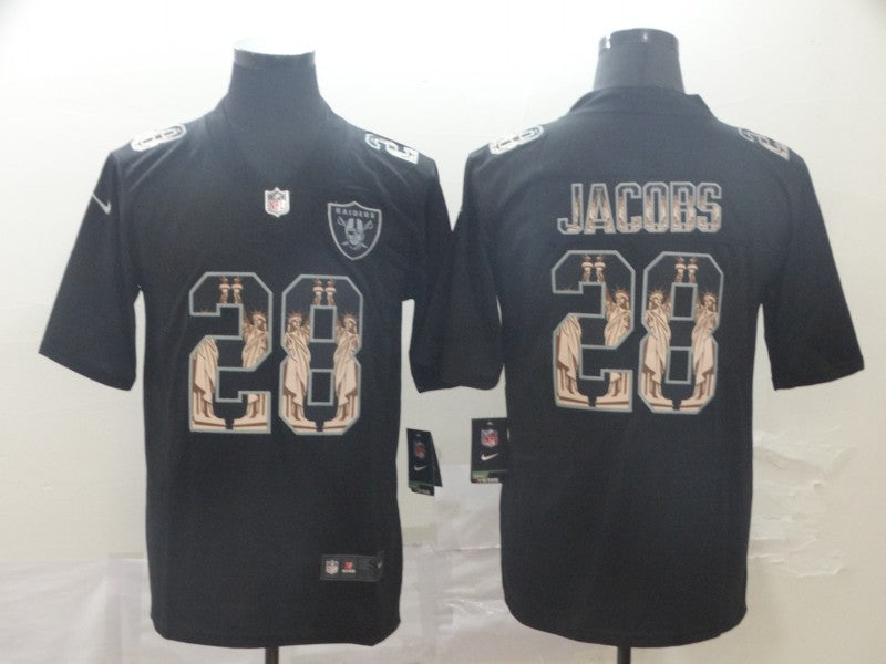 Men's Las Vegas Raiders #28 Josh Jacobs Black Game Player Jersey1 football jersey product view 1