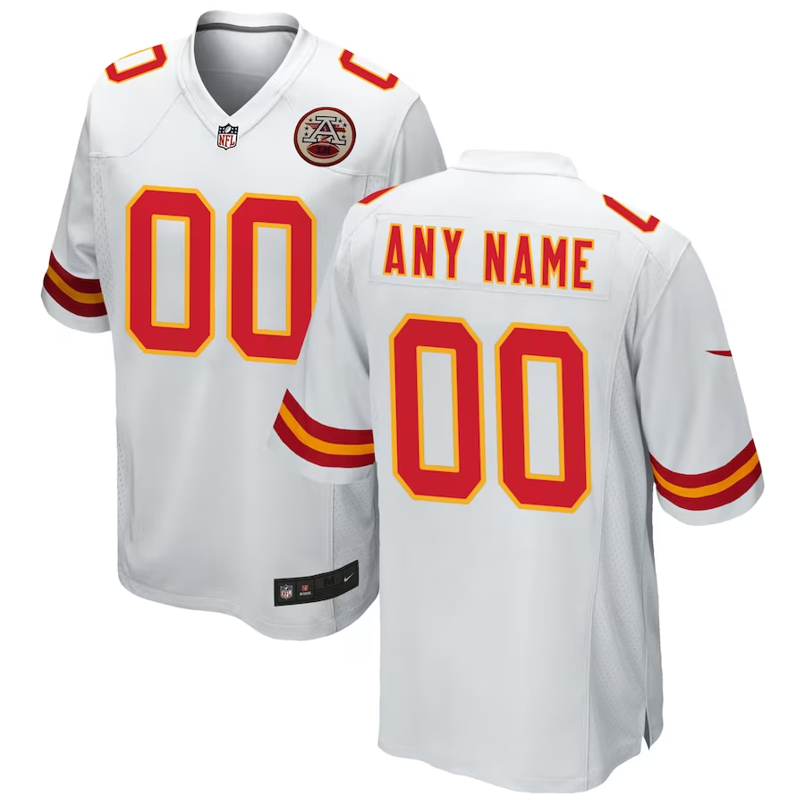 Custom1 Kansas City Chiefs White Game Jersey1 football jersey product view 1