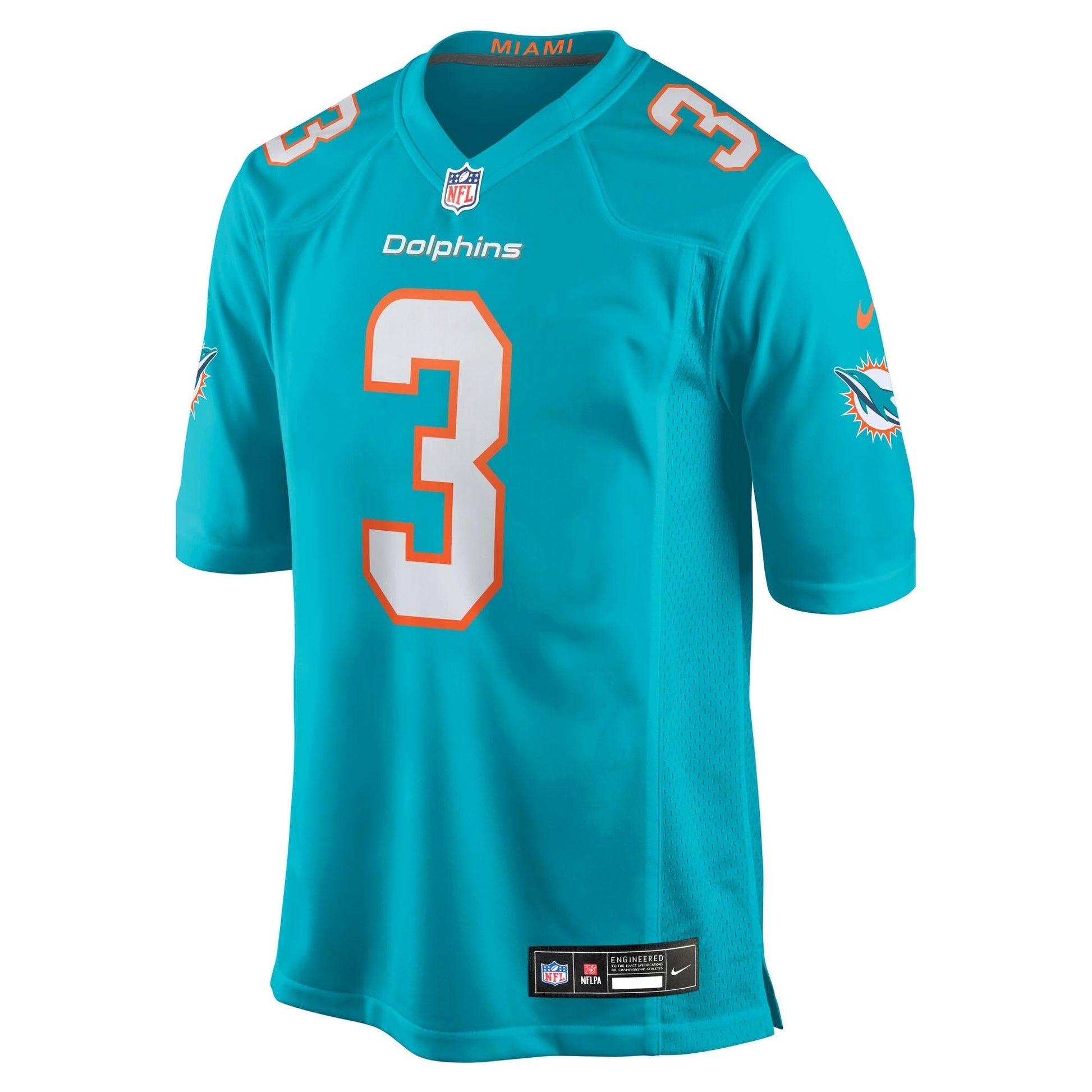 Miami Dolphins K.J. Britt Aqua Team Game Jersey football jersey product view 2