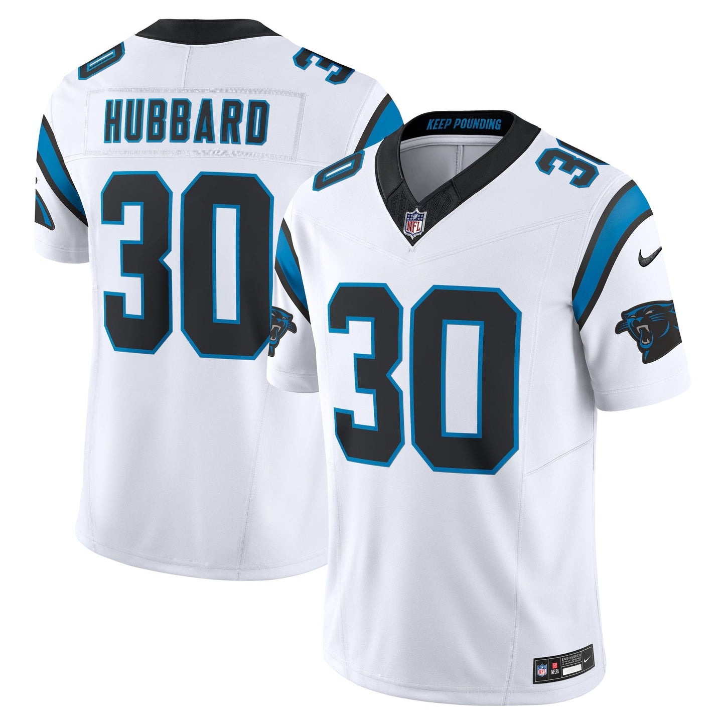 Carolina Panthers Chuba Hubbard White Vapor F.U.S.E. Limited Jersey football jersey product view 1