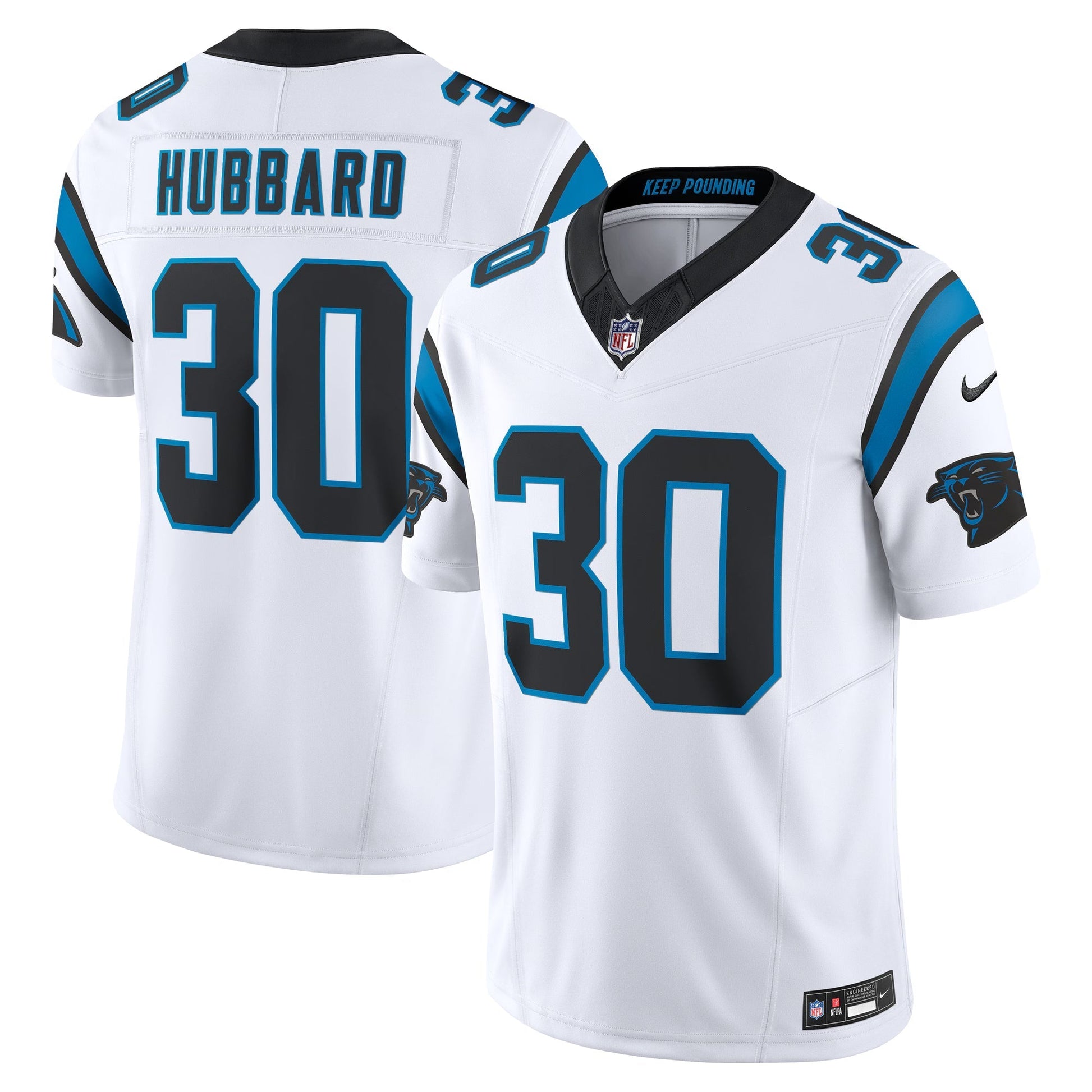 Carolina Panthers Chuba Hubbard White Vapor F.U.S.E. Limited Jersey football jersey product view 1