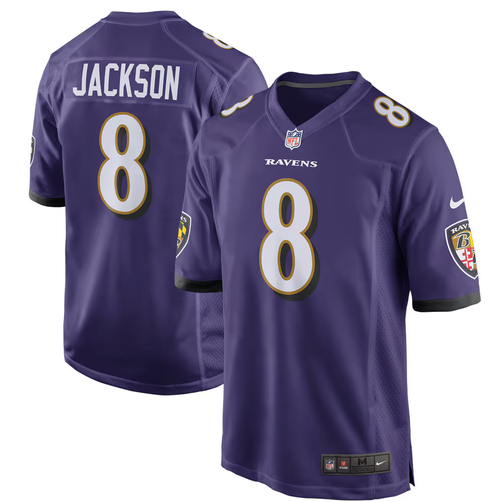 Baltimore Ravens Lamar Jackson Purple Game Player Jersey football jersey product view 1