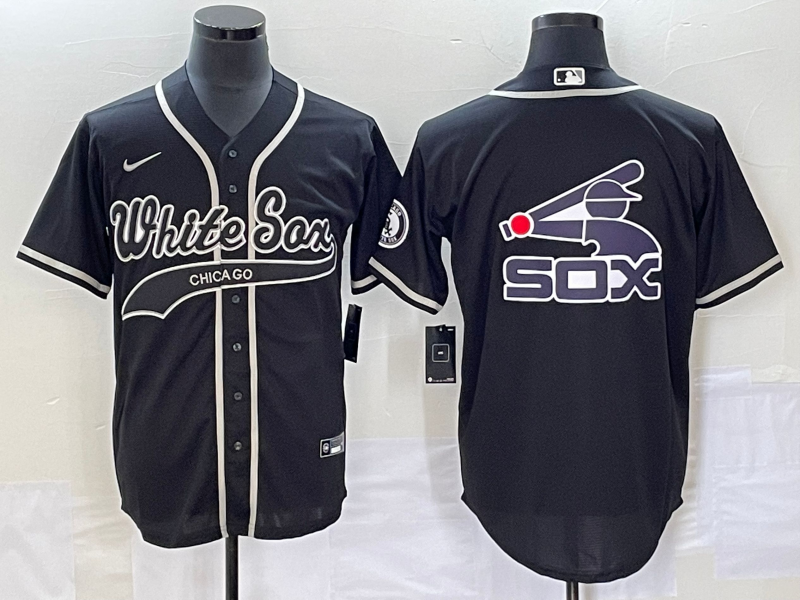 Men's Chicago White Sox Black Replica Player Jersey1 Joint Edition baseball jersey product view 1