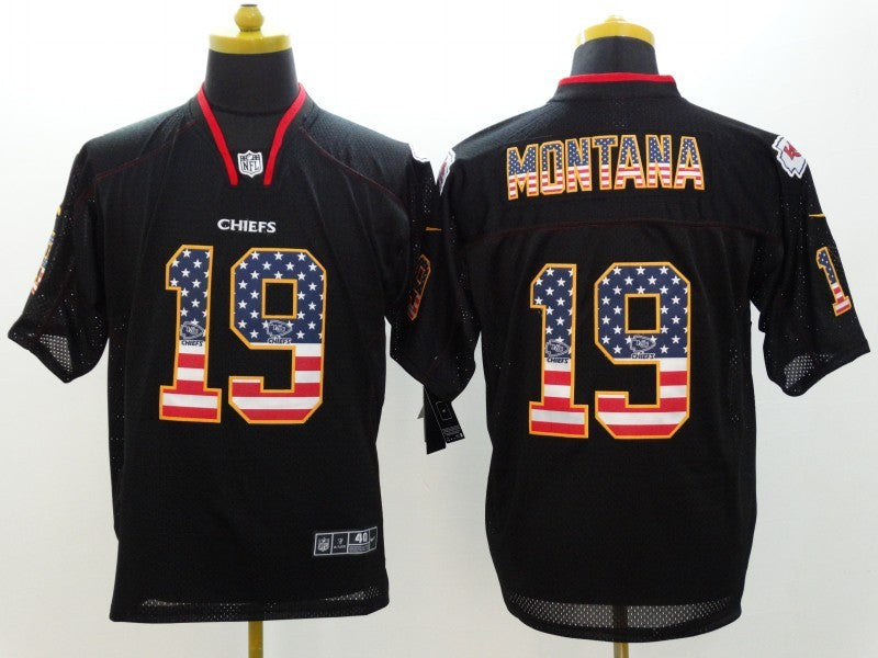 Men's Kansas City Chiefs Joe Montana #19 Black Game Jersey1 football jersey product view 1