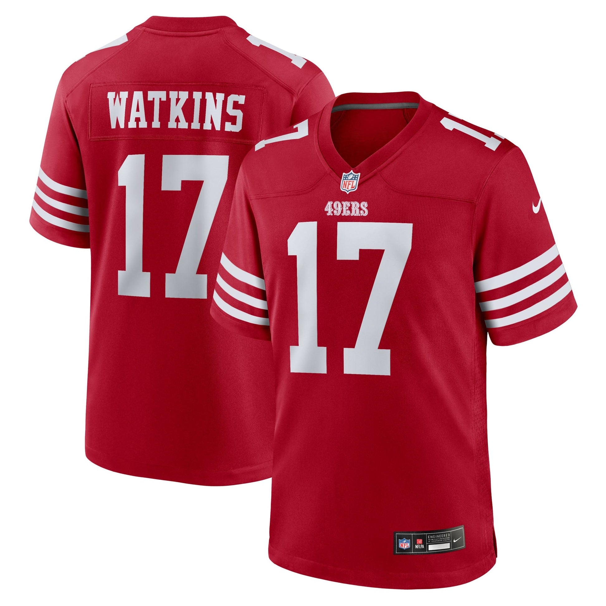 San Francisco 49ers Jordan Watkins Scarlet Team Game Jersey basketball jersey product view 1