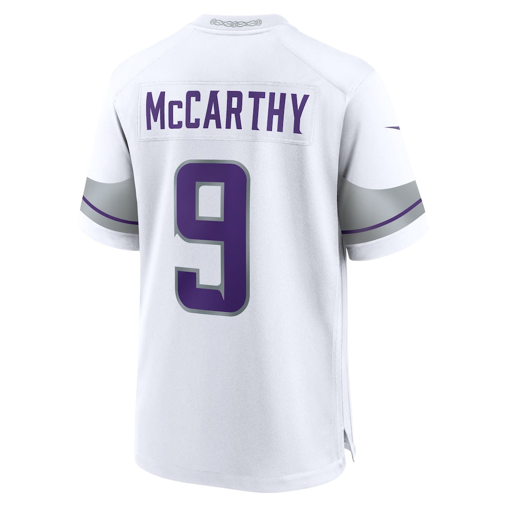 M.Vikings #9 J.J. McCarthy White Alternate Game Player Jersey football jersey product view 1