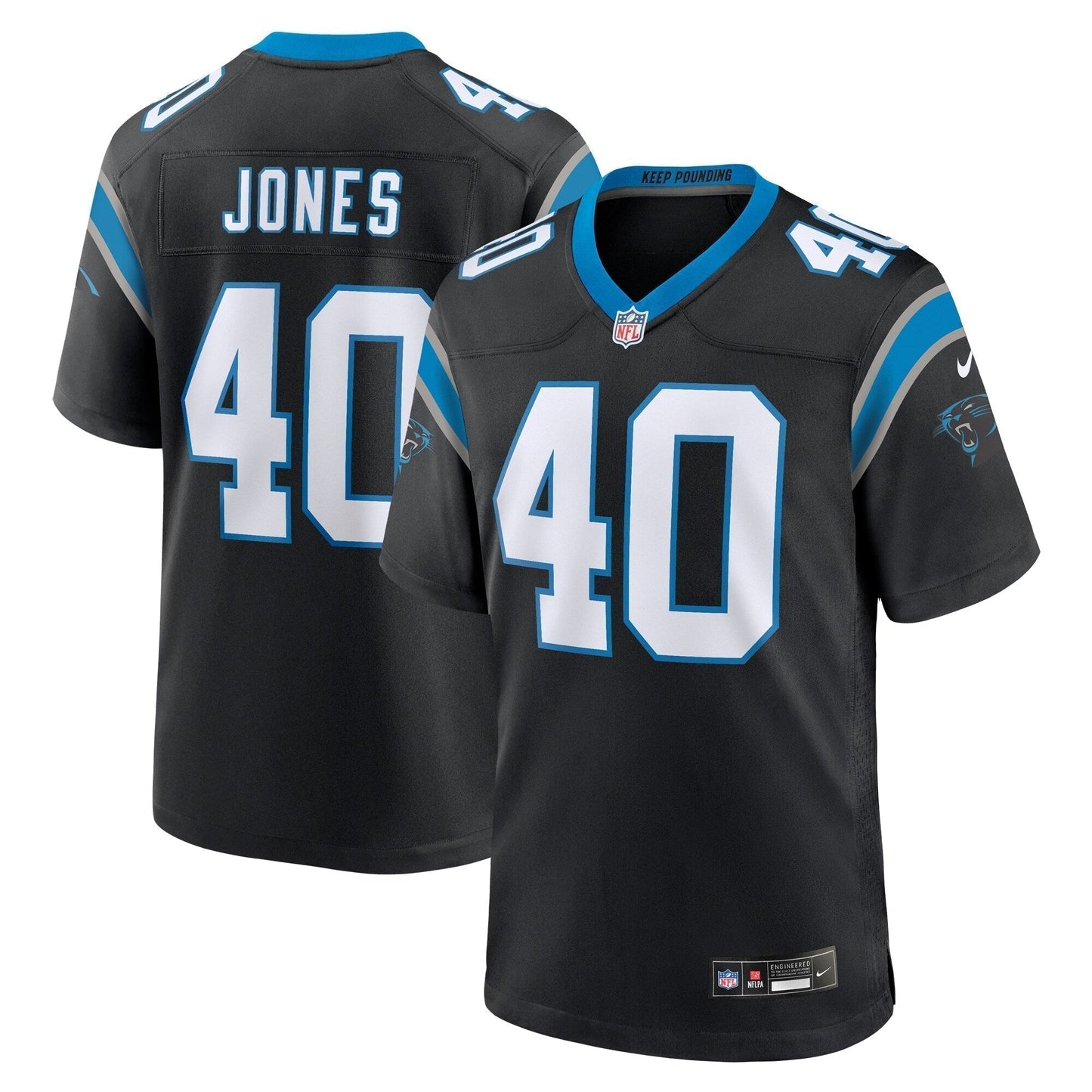 Deion Jones Carolina Panthers Game Jersey - Black football jersey product view 1