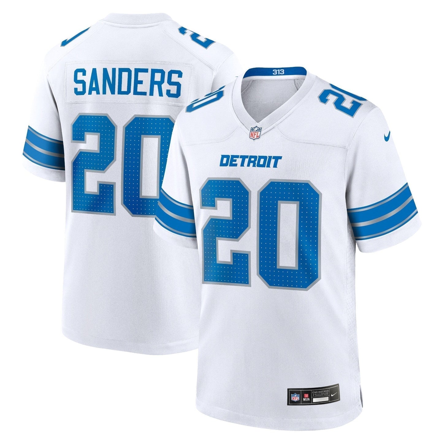Barry Sanders Detroit Lions Retired Game Jersey - White football jersey product view 1