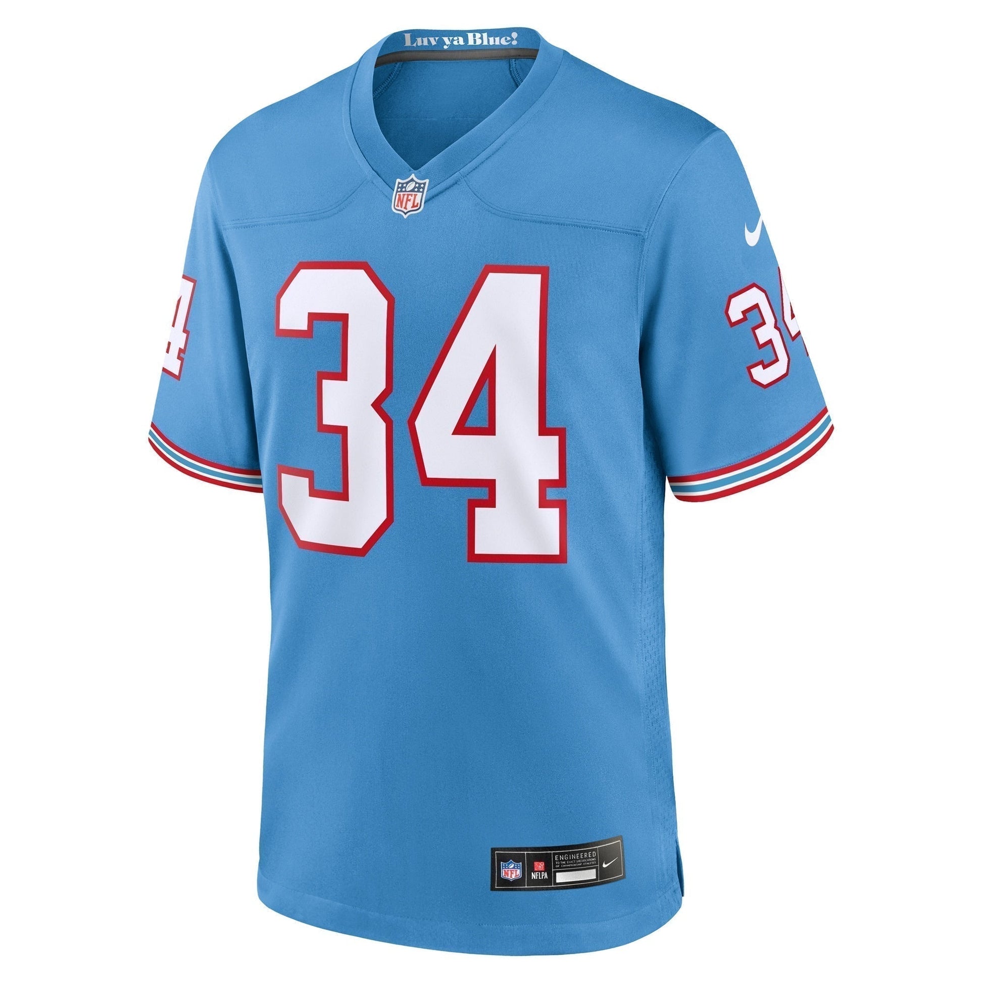 Earl Campbell Tennessee Titans Oilers Throwback Retired Game Jersey - Light Blue football jersey product view 2