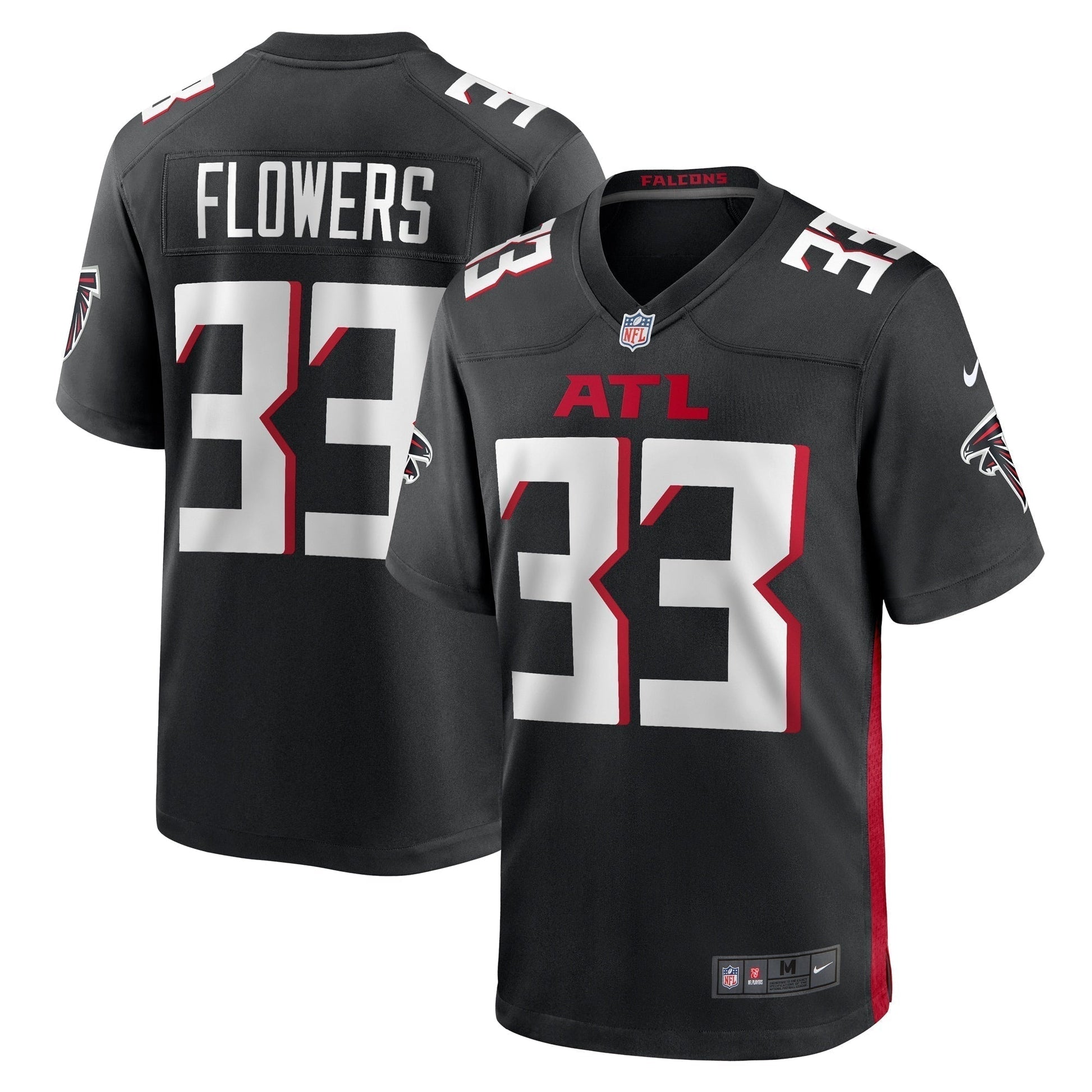 Tre Flowers Atlanta Falcons Team Game Jersey - Black football jersey product view 1