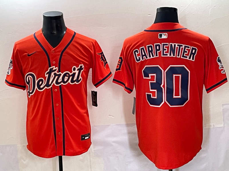 Men's Detroit Tigers Kerry Carpenter #30 Orange Game Player Jersey baseball jersey product view 1