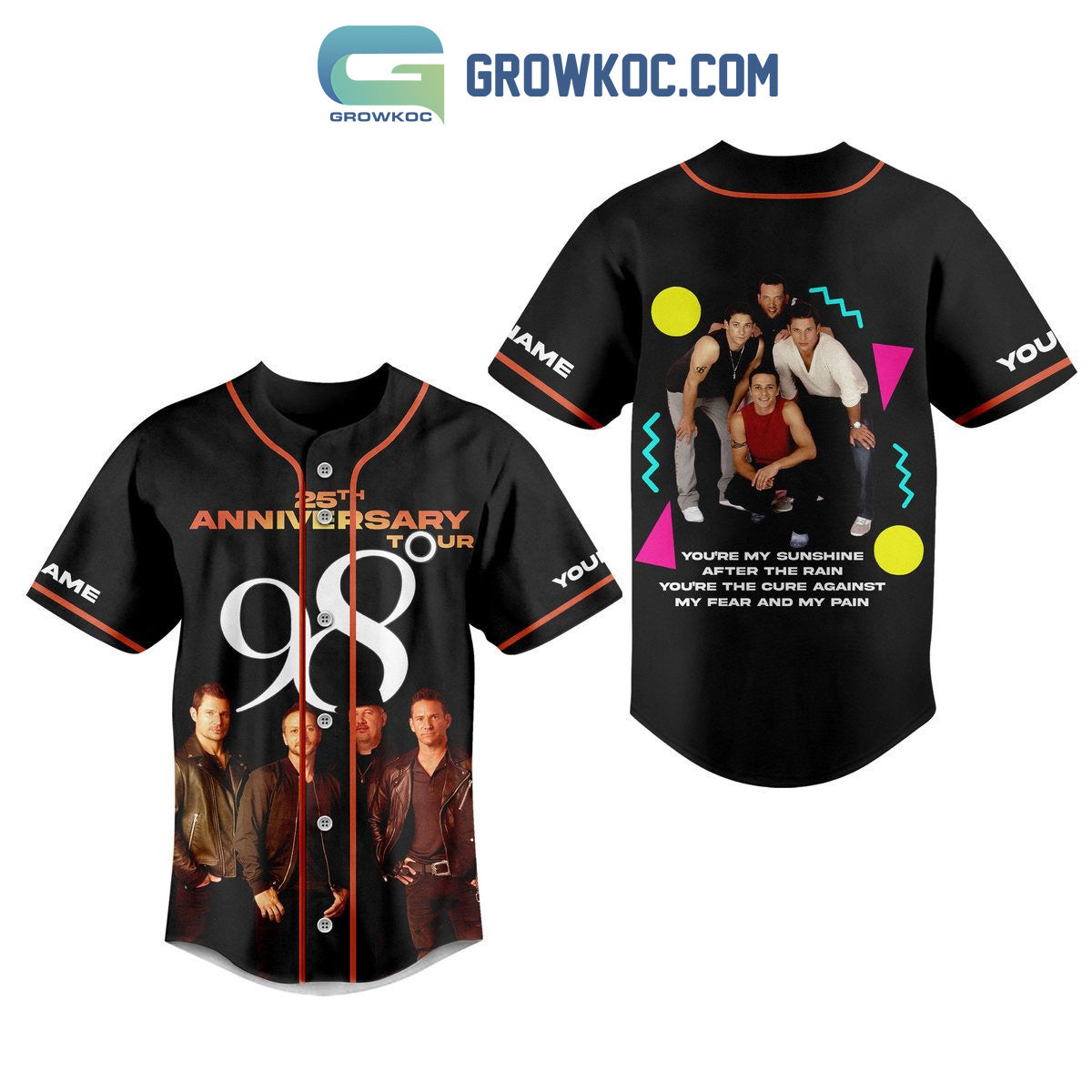 98 Degrees 25th Anniversary Tour Personalized Baseball Jersey Unisex T-shirt, Sweatshirt, Hoodie, Long Sleeve Tee - T-Shirt, Sweatshirt, Hoodie