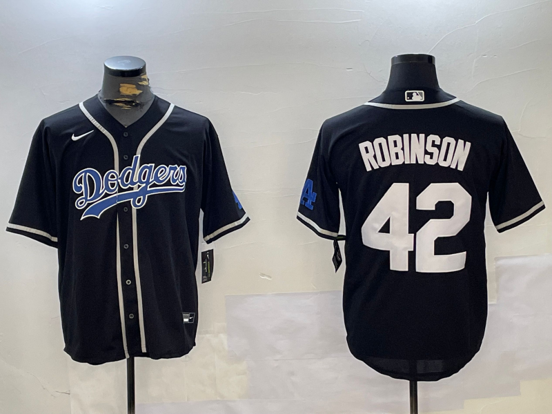 Men's Los Angeles Dodgers Jackie Robinson Black Player Jersey baseball jersey product view 1
