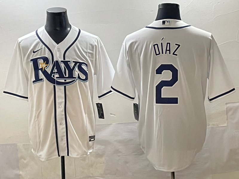 Men's Tampa Bay Rays Yandy Diaz #2 White Home Replica Player Jersey baseball jersey product view 1