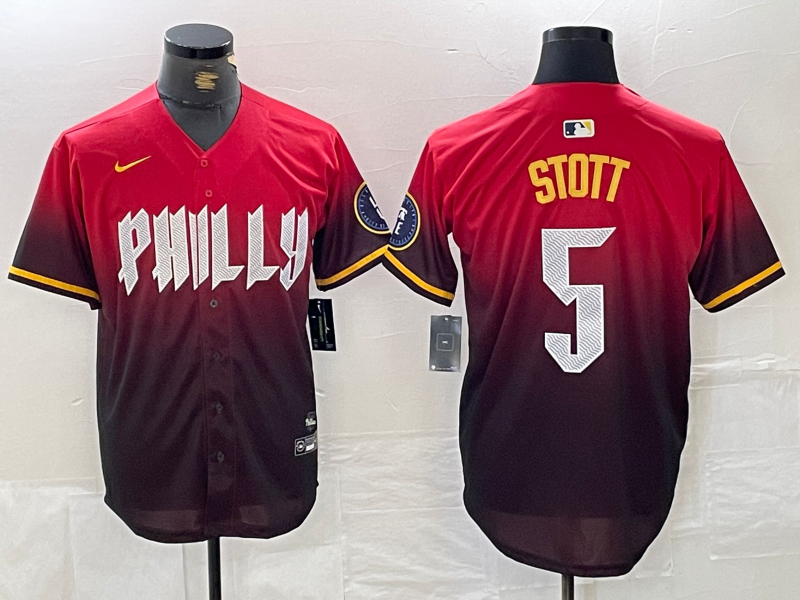 Men's Philadelphia Phillies Bryson Stott Red 2024 City Connect Limited Player Jersey baseball jersey product view 1
